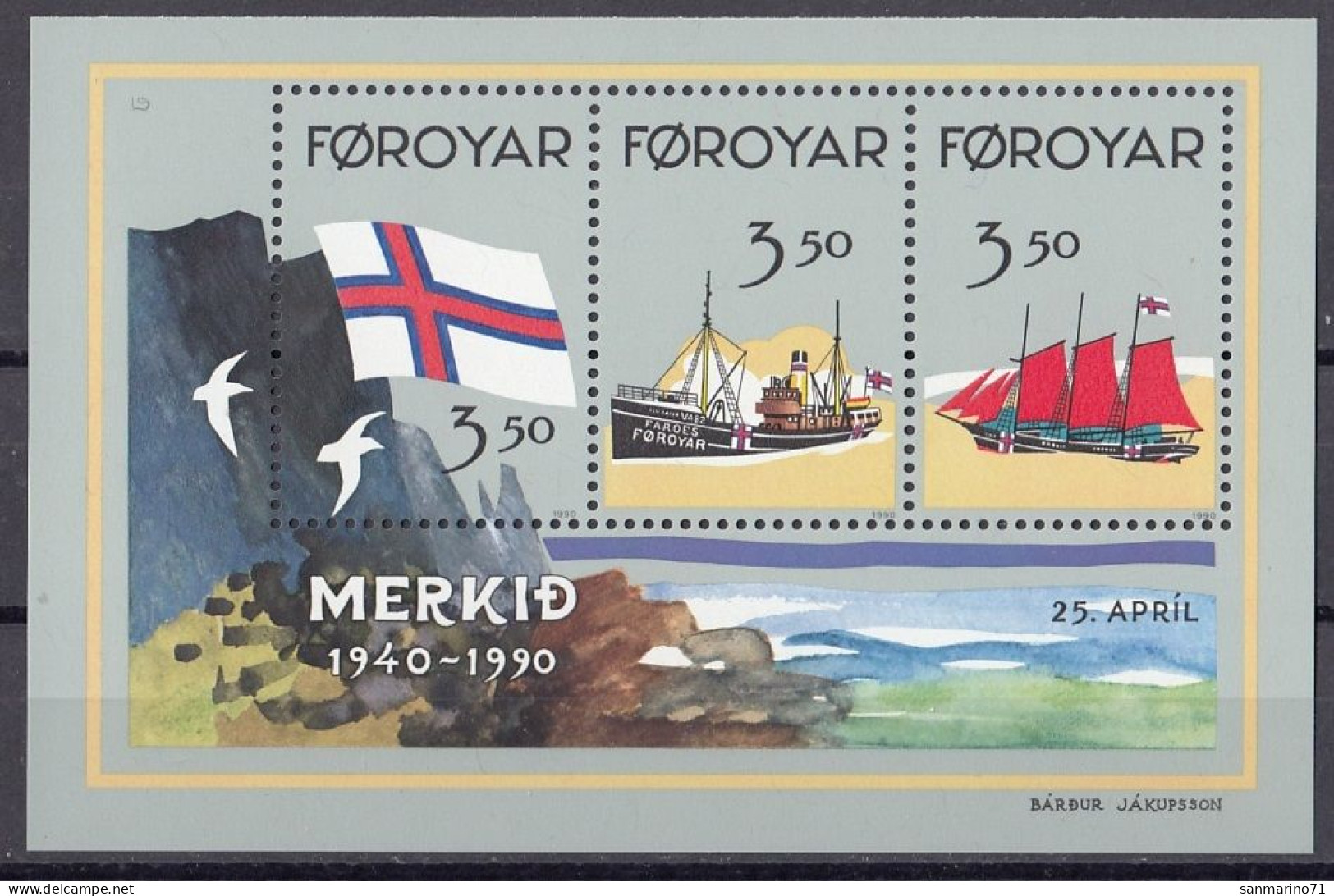 FAROE ISLANDS Block 4,unused (**) Ships - Faroe Islands