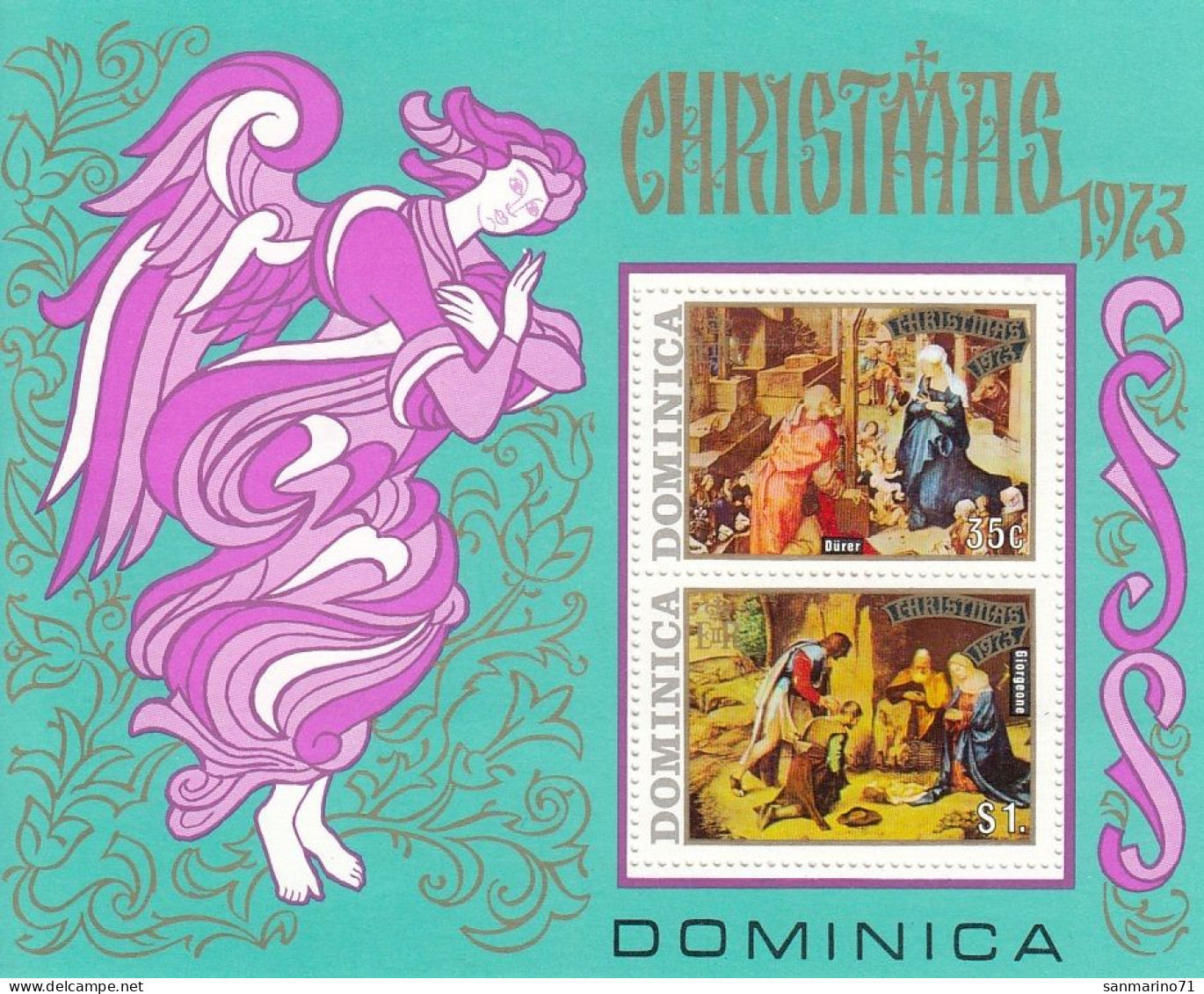 DOMINICA Block 20,unused,Christmas 1973 (*) Hinged - Dominique (1978-...)