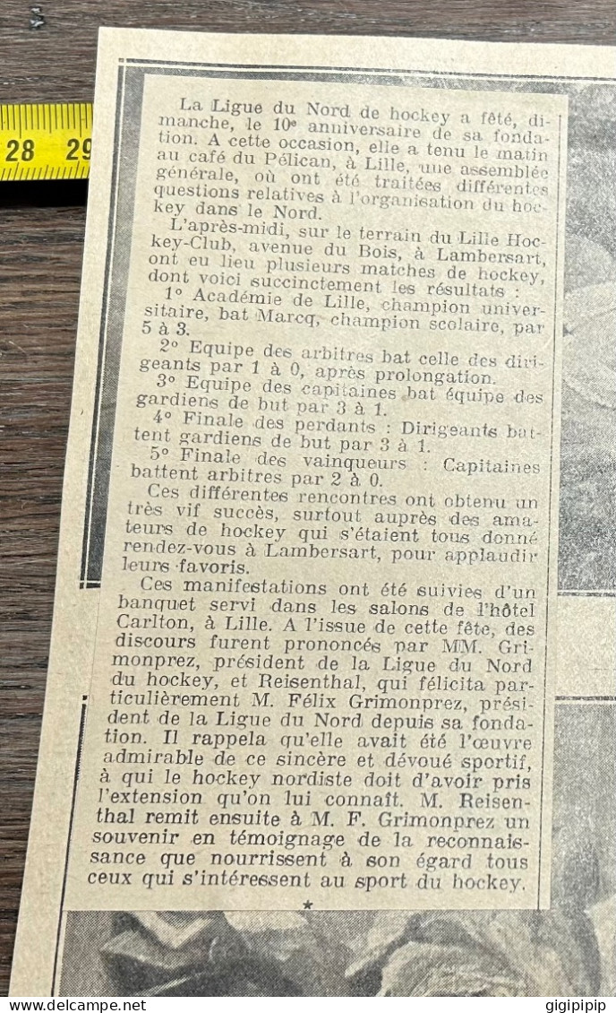 1930 GHI20 EQUIPE DE HOCKEY Sur Gazon DE L'ACADÉMIE DE LILLE - Collezioni