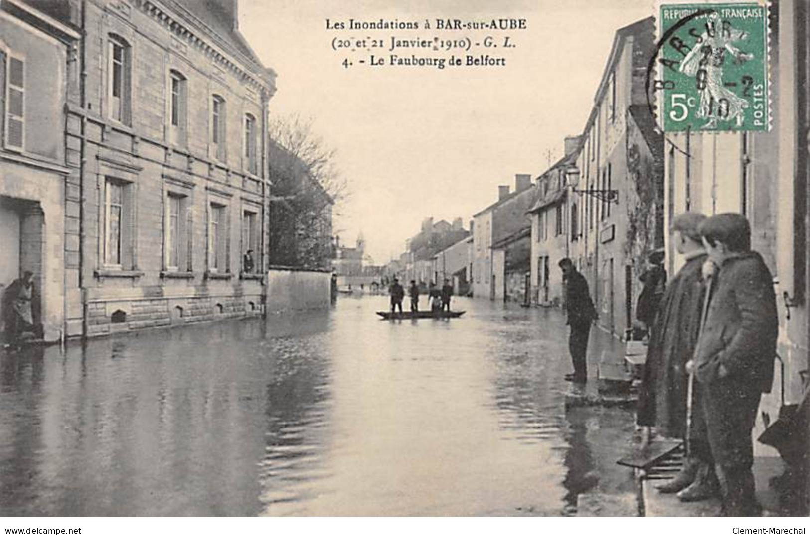 Les Inondations à BAR SUR AUBE - 1910 - Le Faubourg De Belfort - Très Bon état - Bar-sur-Aube
