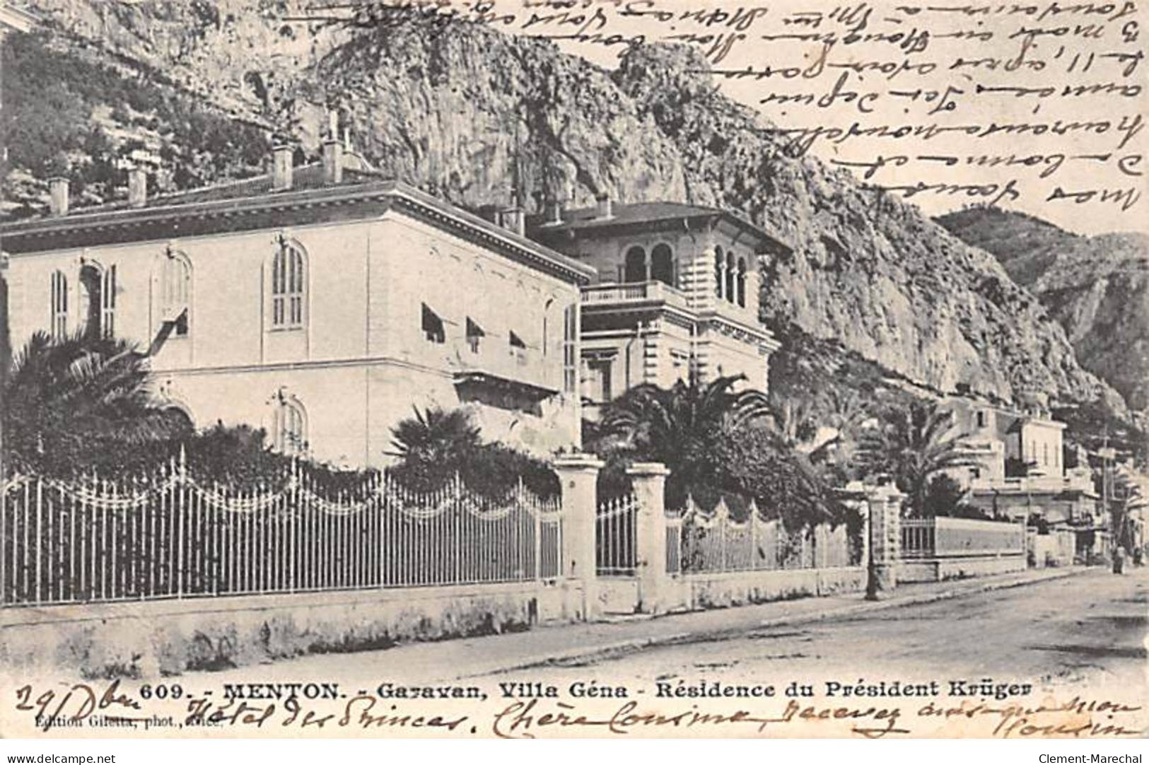 MENTON - Garavan - Villa Géna - Résidence Du Président Krüger - état - Menton