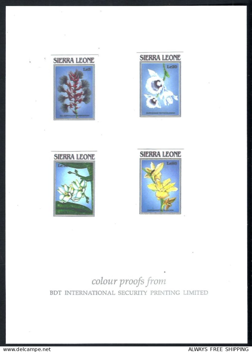 1988 Sierra Leone Végétaux Plantes Sauvages Fleurs Orchidées - Rare Epreuve Essai Non Dentelé - Yvert 1025/1028 - Orchidées