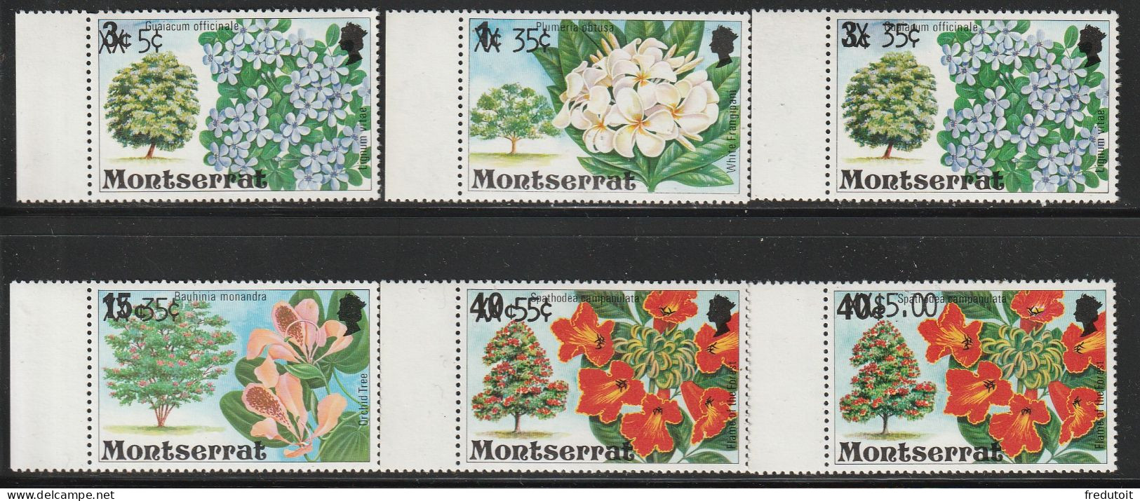 MONTSERRAT - N°436/41 ** (1980) Fleurs - Surchargés - - Montserrat