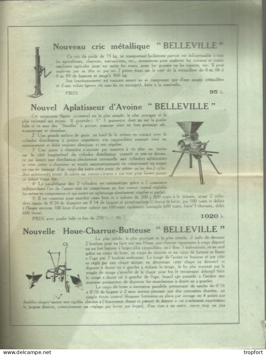 Feuillet Publicitaire  AGRICULTURE Agricole  1927 Belleville BUZANCAIS   Pompe Semoir - Publicités