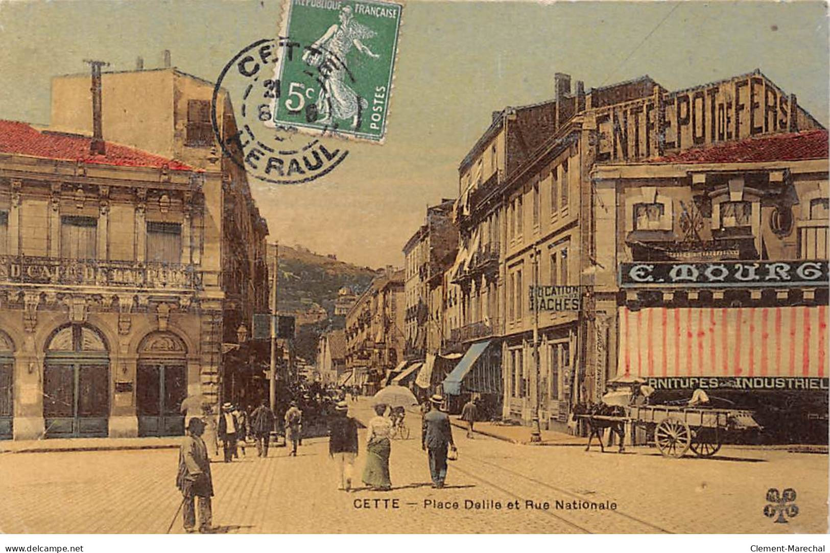 CETTE - Place Delile Et Rue Nationale - Très Bon état - Sete (Cette)