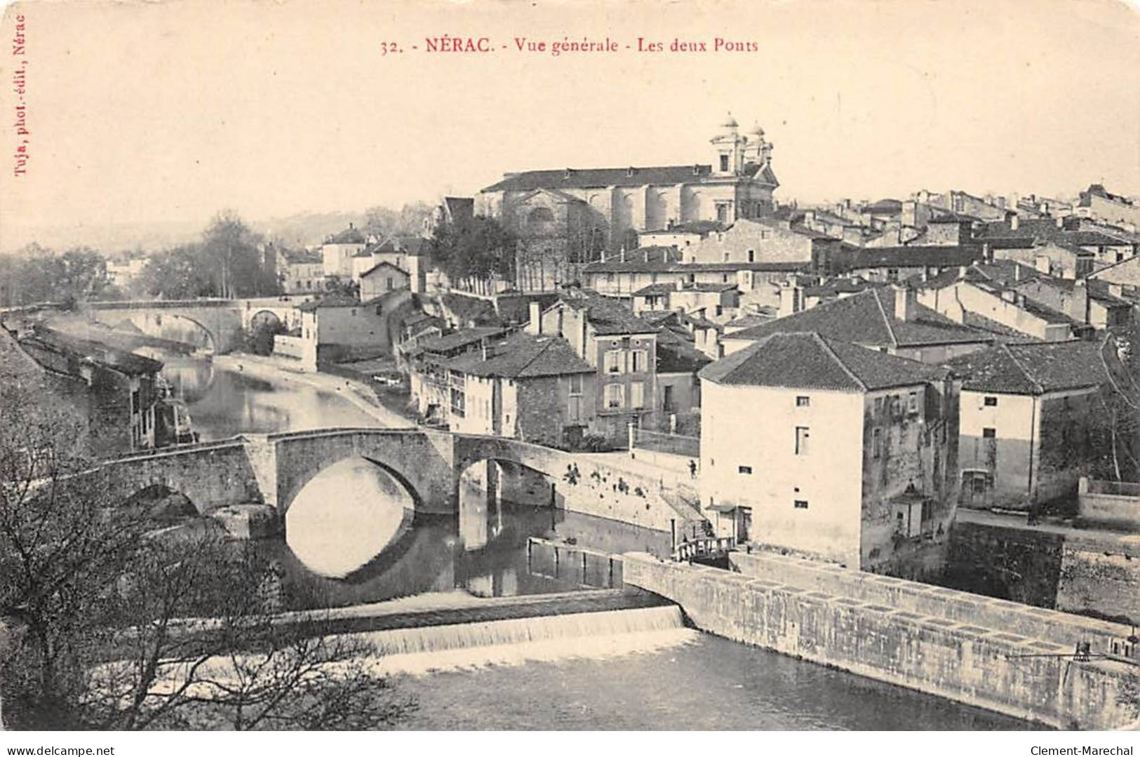 NERAC - Vue Générale - Les Deux Ponts - état - Nerac