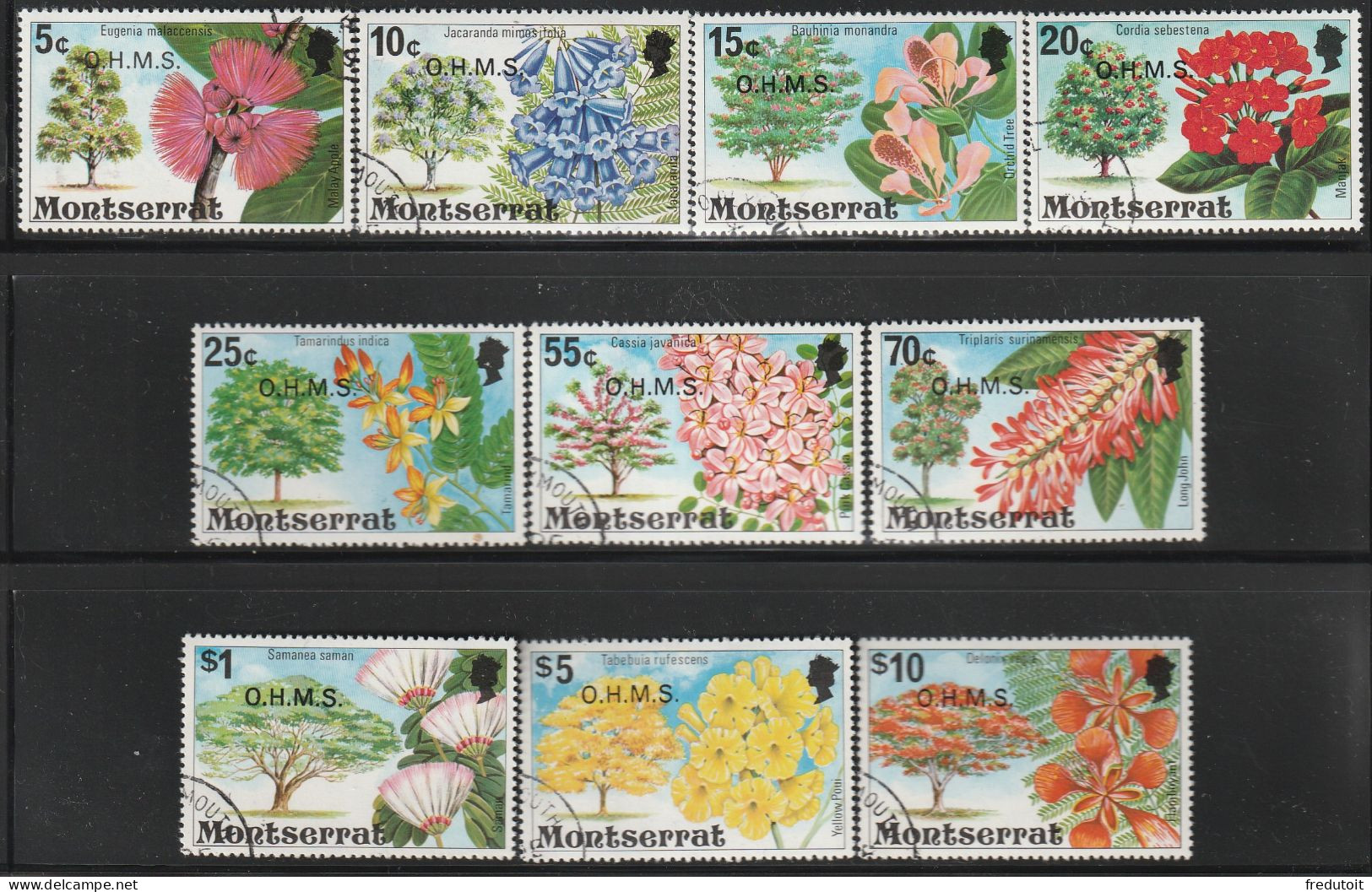 MONTSERRAT - Timbres De Service N°11/20 Obl (1980) Fleurs - Surcharge " O.H.M.S " - Montserrat