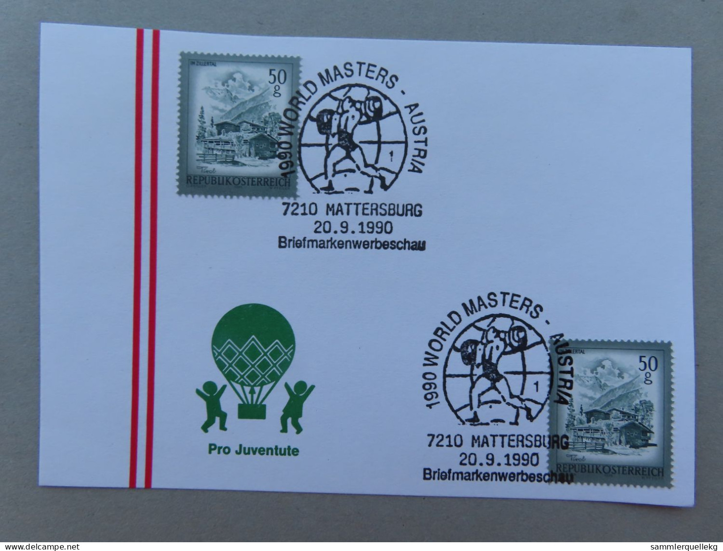 Österreich Pro Juventute - Mit Sonderstempel 20. 9. 1990 Mattersburg, 1990 WORLD MASTER AUSTRIA (Nr.1750) - Autres & Non Classés