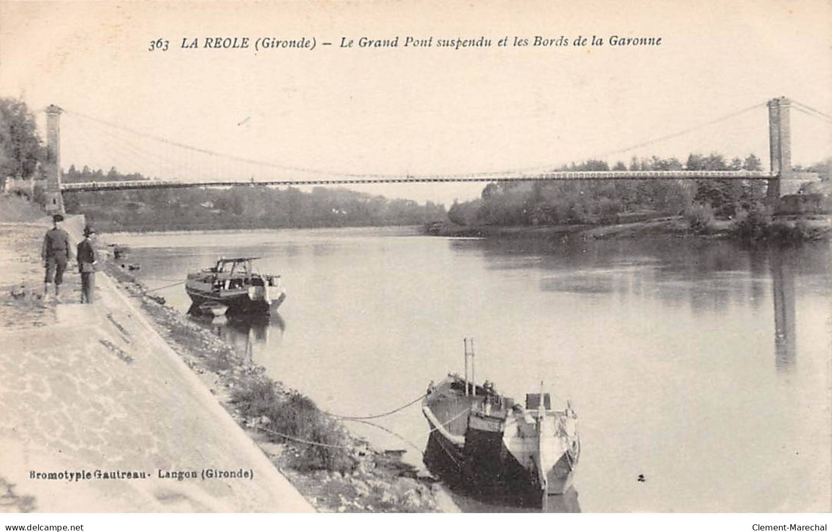 LA REOLE - Le Grand Pont Suspendu Et Les Bords De La Garonne - Très Bon état - La Réole