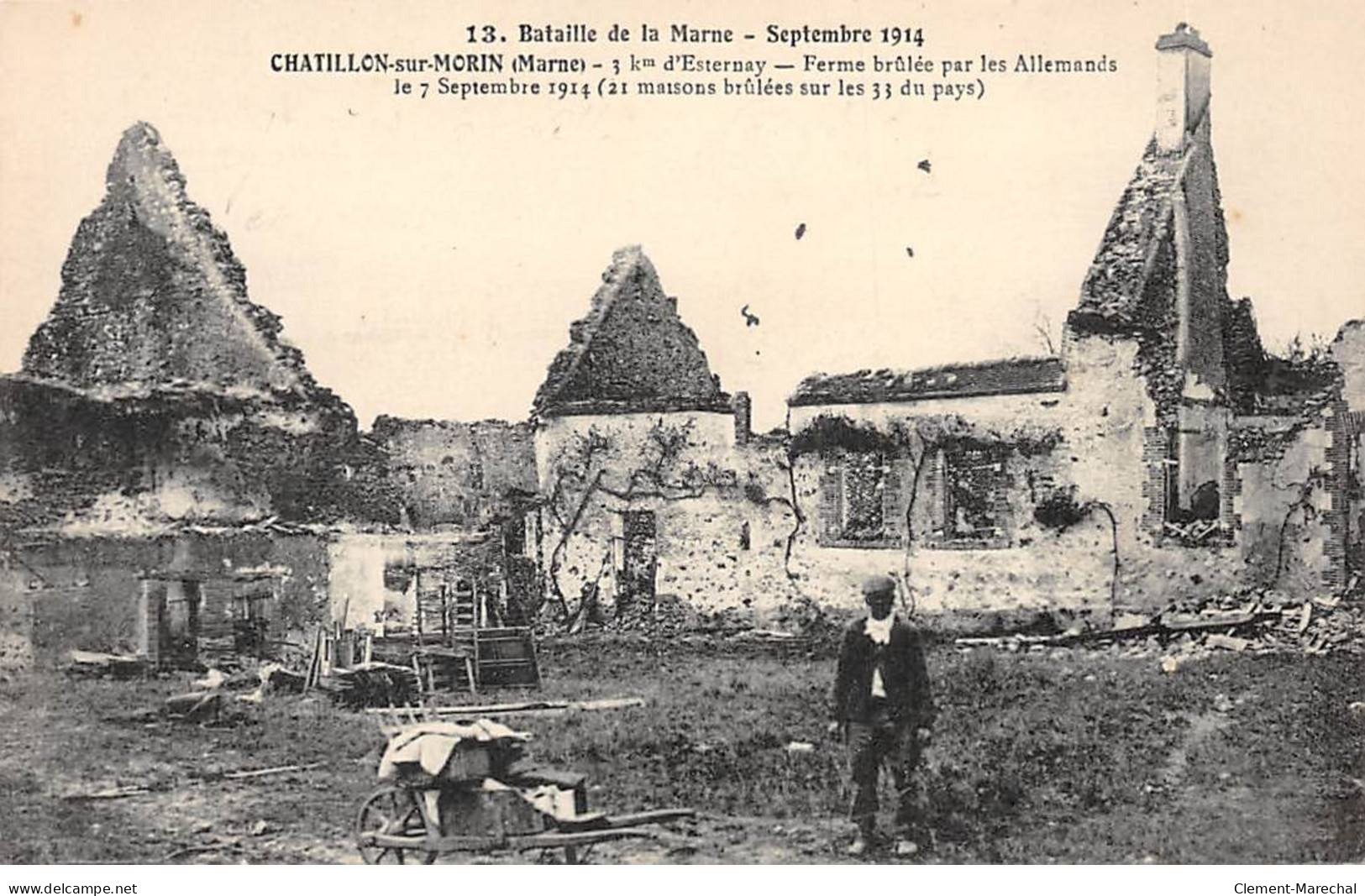 CHATILLON SUR MORIN - Septembre 1914 - Bataille De La Marne - Ferme Brûlée Par Les Allemands - Très Bon état - Autres & Non Classés