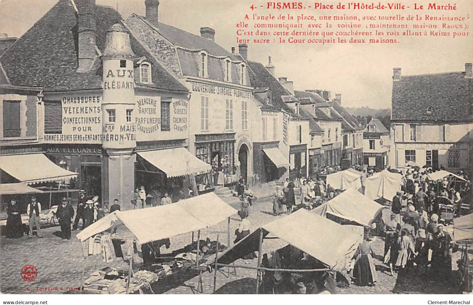 FISMES - Place De L'Hôtel De Ville - Le Marché - Très Bon état - Fismes