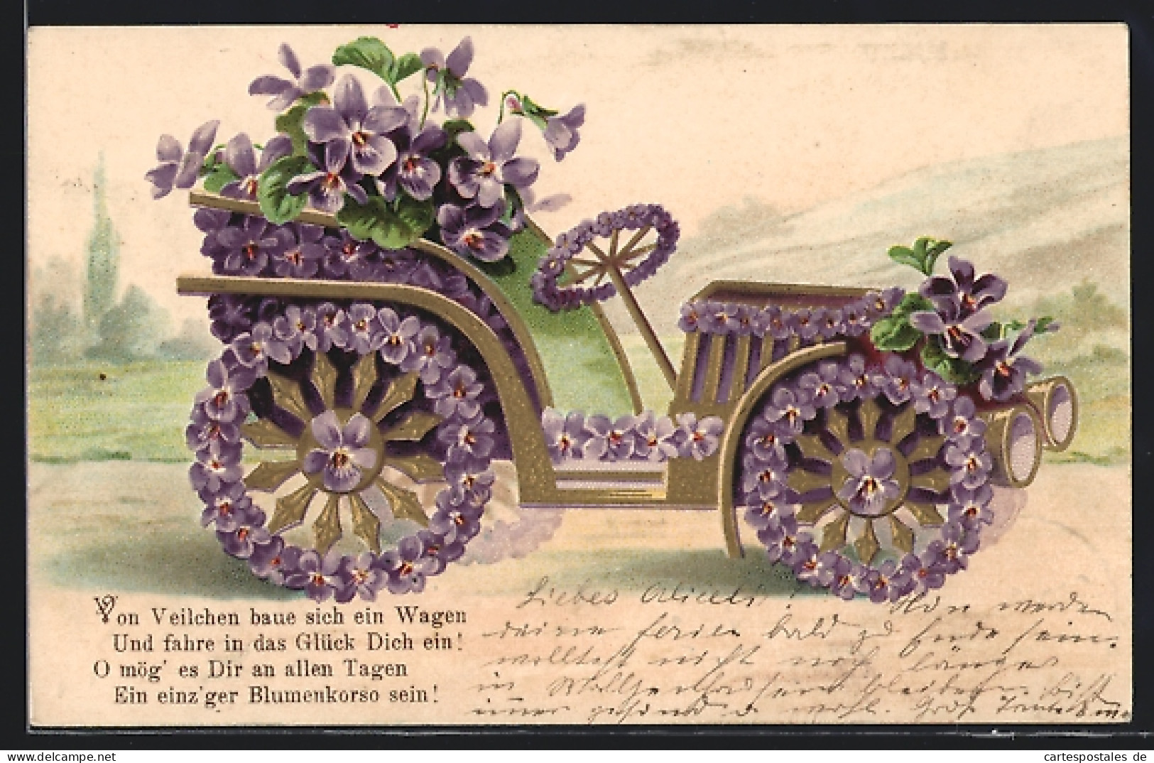AK Auto Mit Violetten Blumen, Blumenbild  - Sonstige & Ohne Zuordnung
