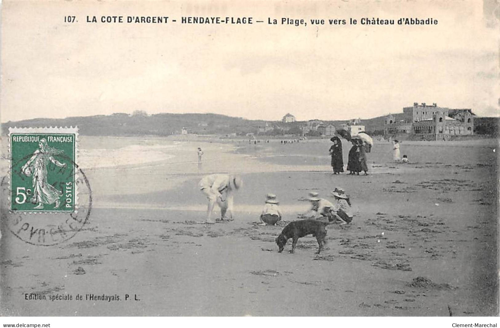 HENDAYE PLAGE - La Plage, Vue Vers Le Château D'Abbadie - Très Bon état - Hendaye