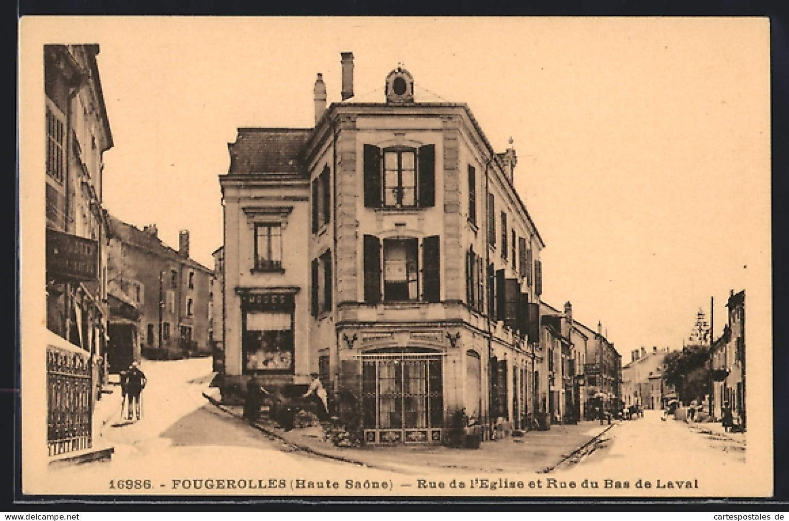 CPA Fougerolles, Rue De L`Eglise Et Rue Du Bas De Laval, Vues De Rues  - Other & Unclassified
