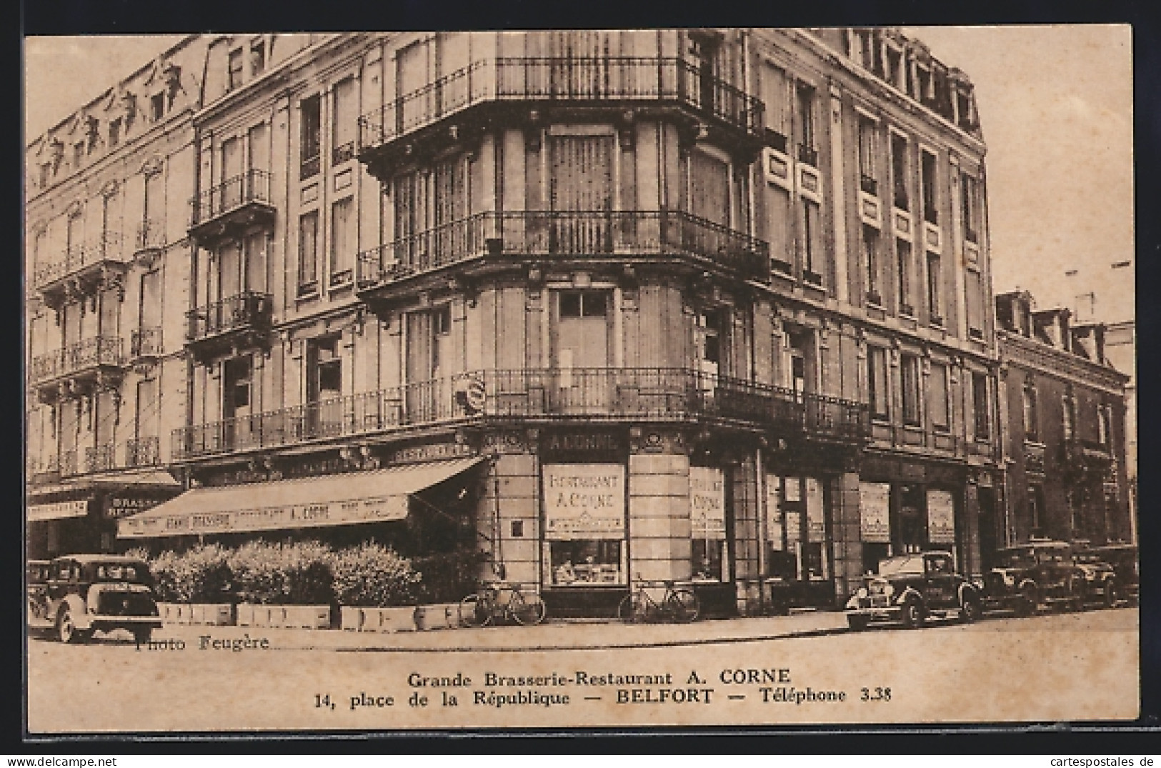 CPA Belfort, Grande Brasserie-Restaurant A. Corne, 14, Place De La République  - Belfort - City