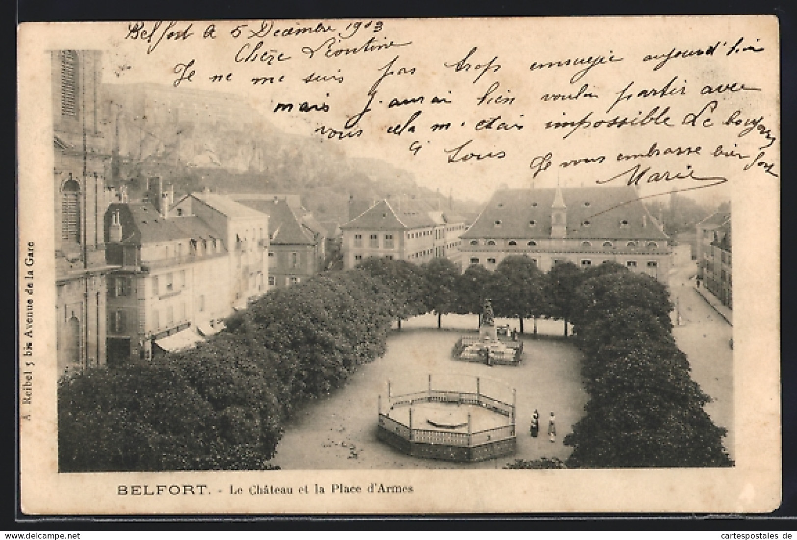CPA Belfort, Le Château Et La Place D`Armes  - Belfort - City