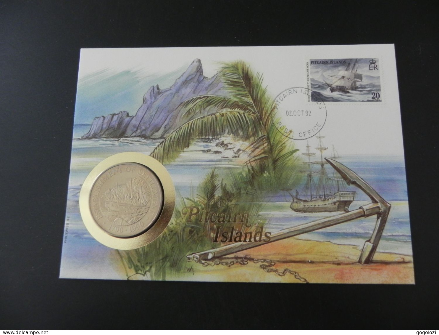 Pitcairn Islands 1 Dollar 1990 - Establishment Of Settlement 1790 - Numis Letter 1992 - Pitcairn