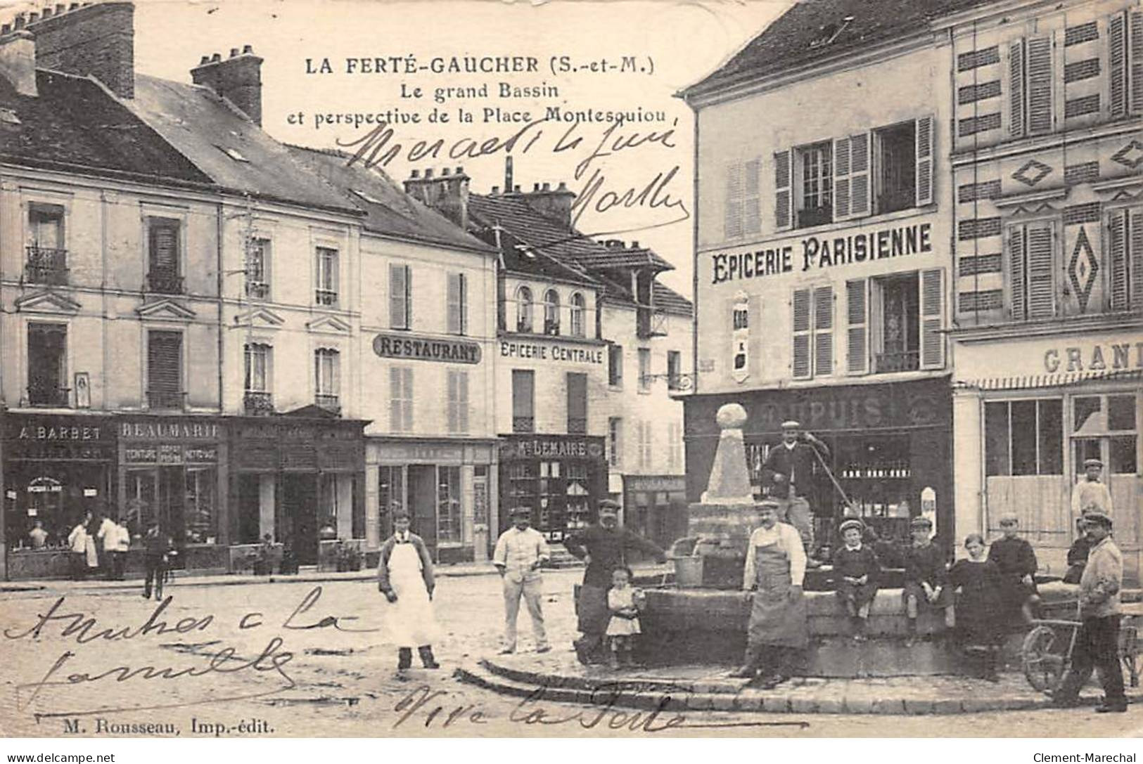 LA FERTE GAUCHER - Le Grand Bassin Et Perspective De La Place Montesquiou - Très Bon état - La Ferte Gaucher