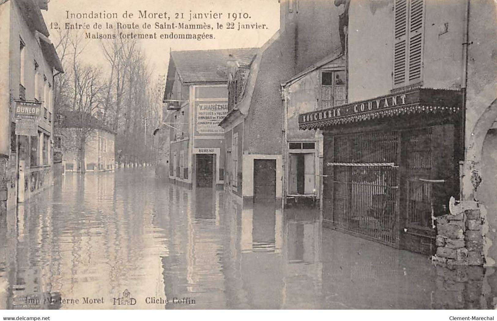 Inondation De MORET , 21 Janvier 1910 - Entrée De La Route De Saint Mammès - Très Bon état - Moret Sur Loing