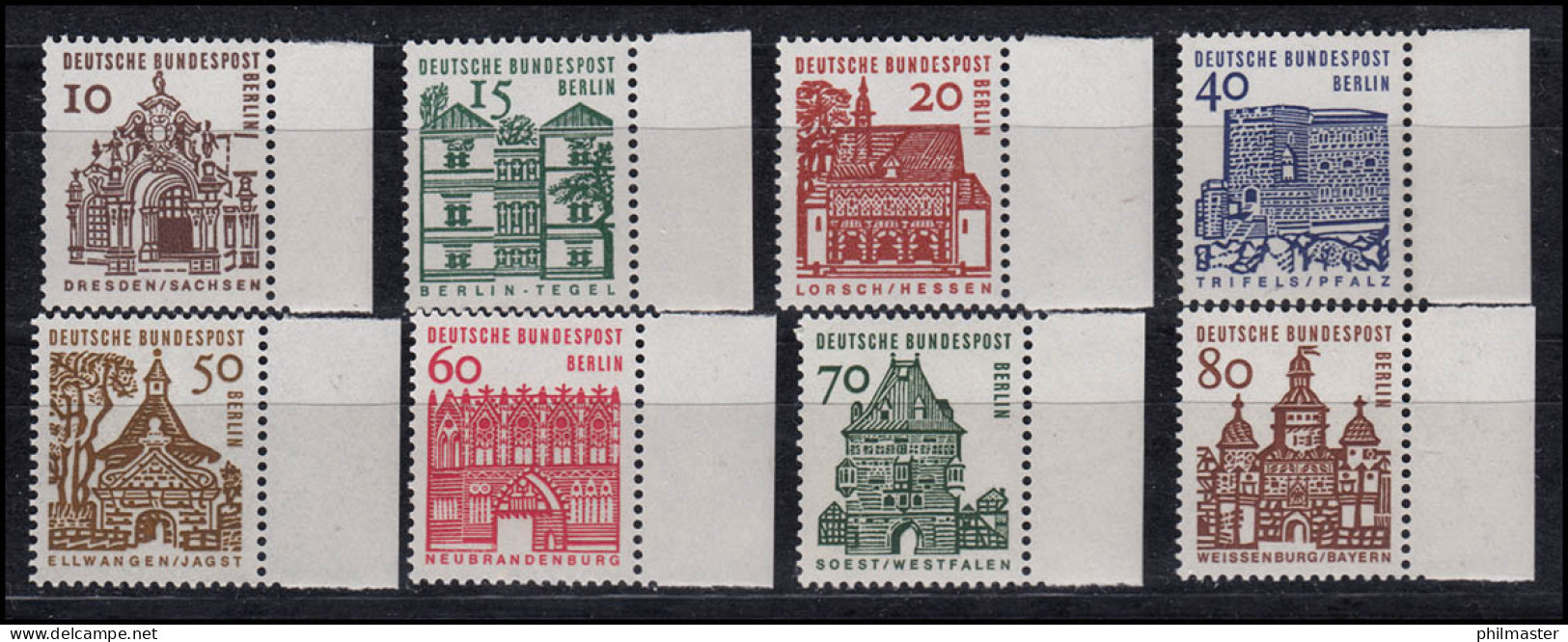 242-249 Bauwerke 8 Werte, Rechter Seitenrand, Satz ** - Unused Stamps