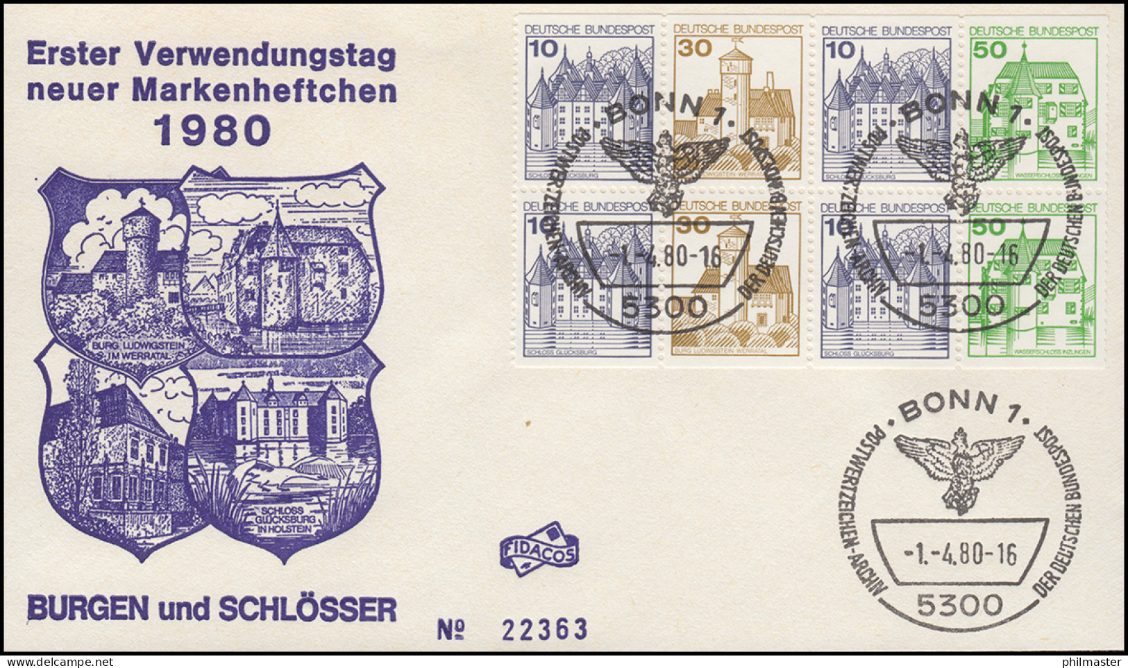 HBl. 27I BuS 1980 Bdr. ALTE Fluoreszenz Aus MH 22I Auf FIDACOS-FDC 1.4.80 - Se-Tenant