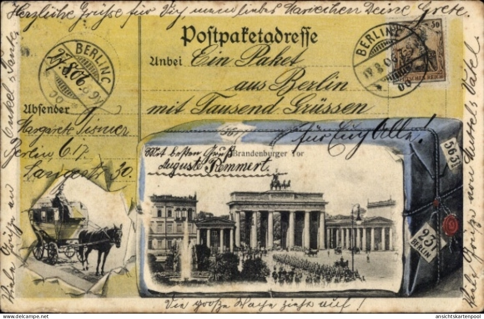 Paket CPA Berlin Mitte, Brandenburger Tor, Postkutsche - Other & Unclassified
