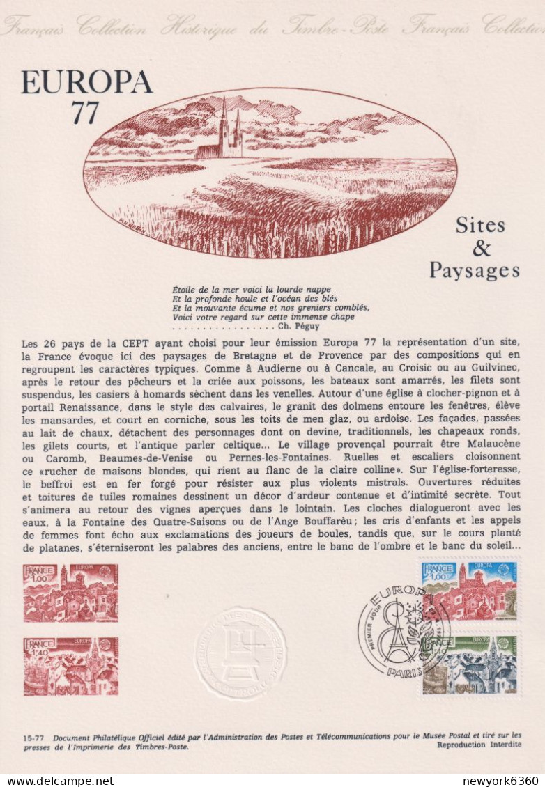 1977 FRANCE Document De La Poste Europa 77 N° 1928 1929 - Documents Of Postal Services