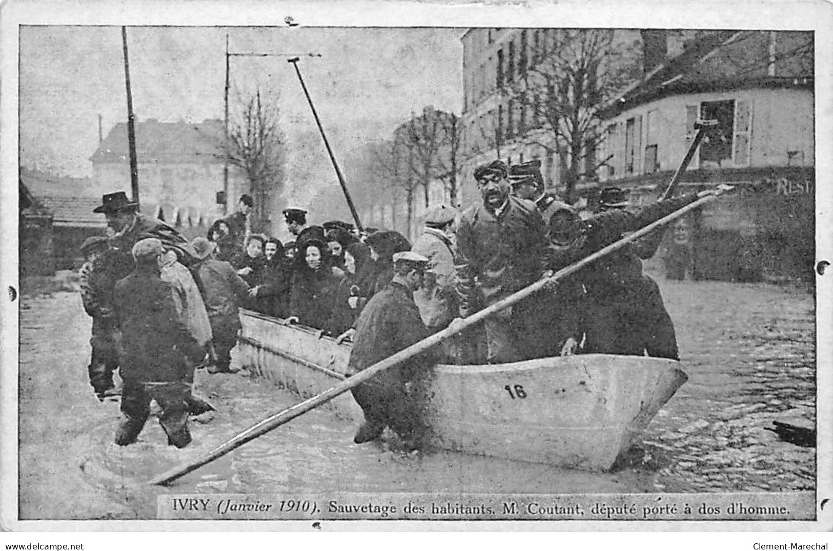 IVRY - Janvier 1910 - Sauvetage Des Habitants - M. Coutant, Député Porté à Dos D'homme - état - Ivry Sur Seine