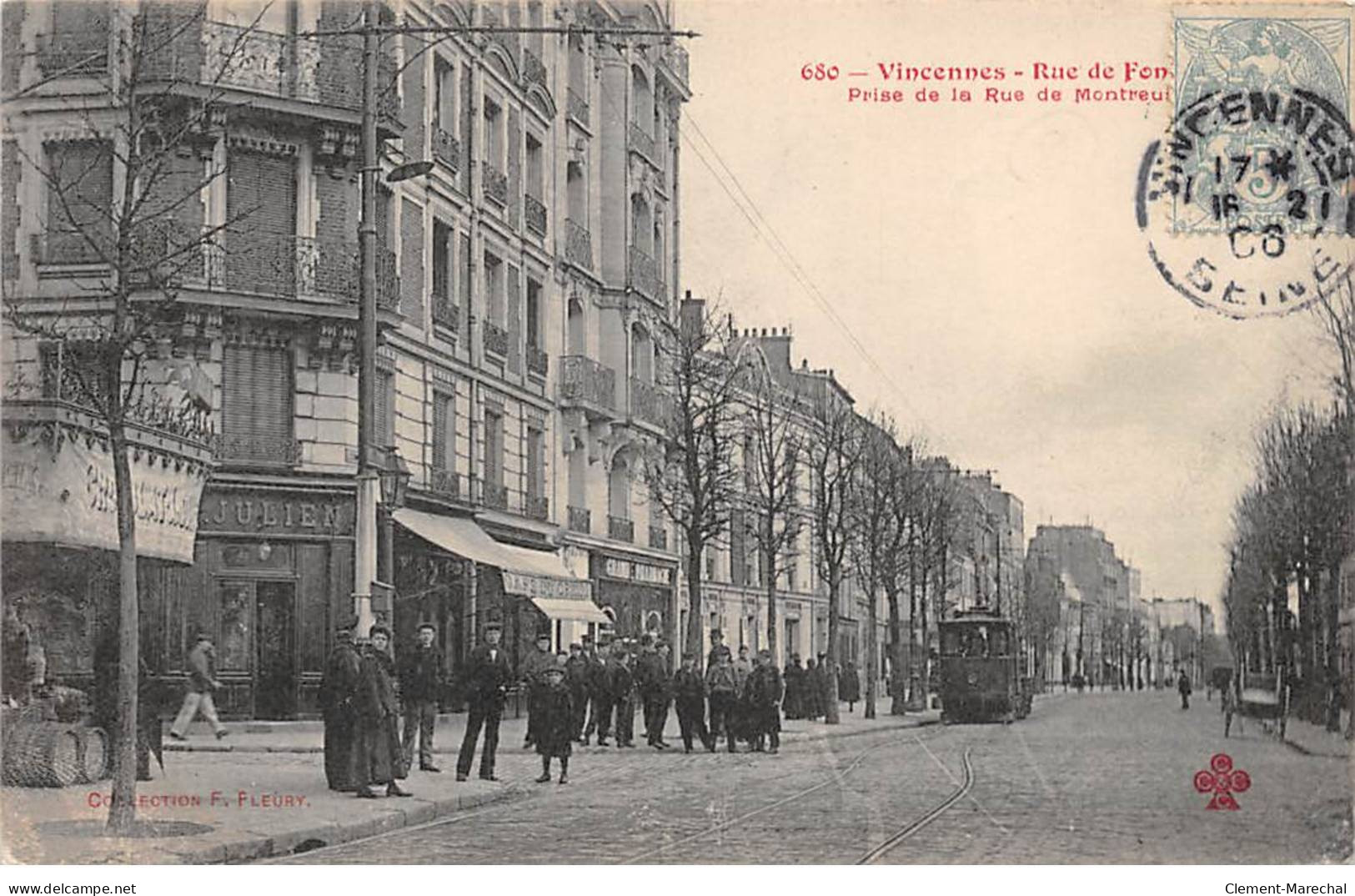 VINCENNES - Vue Prise De La Rue De Montreuil - F. Fleury - Très Bon état - Vincennes