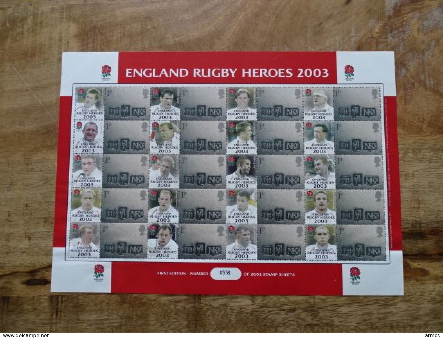 Great Britain MNH Limited Edition Sheet Engeland Rugby Heroes 2003 Without Print - Blocs-feuillets