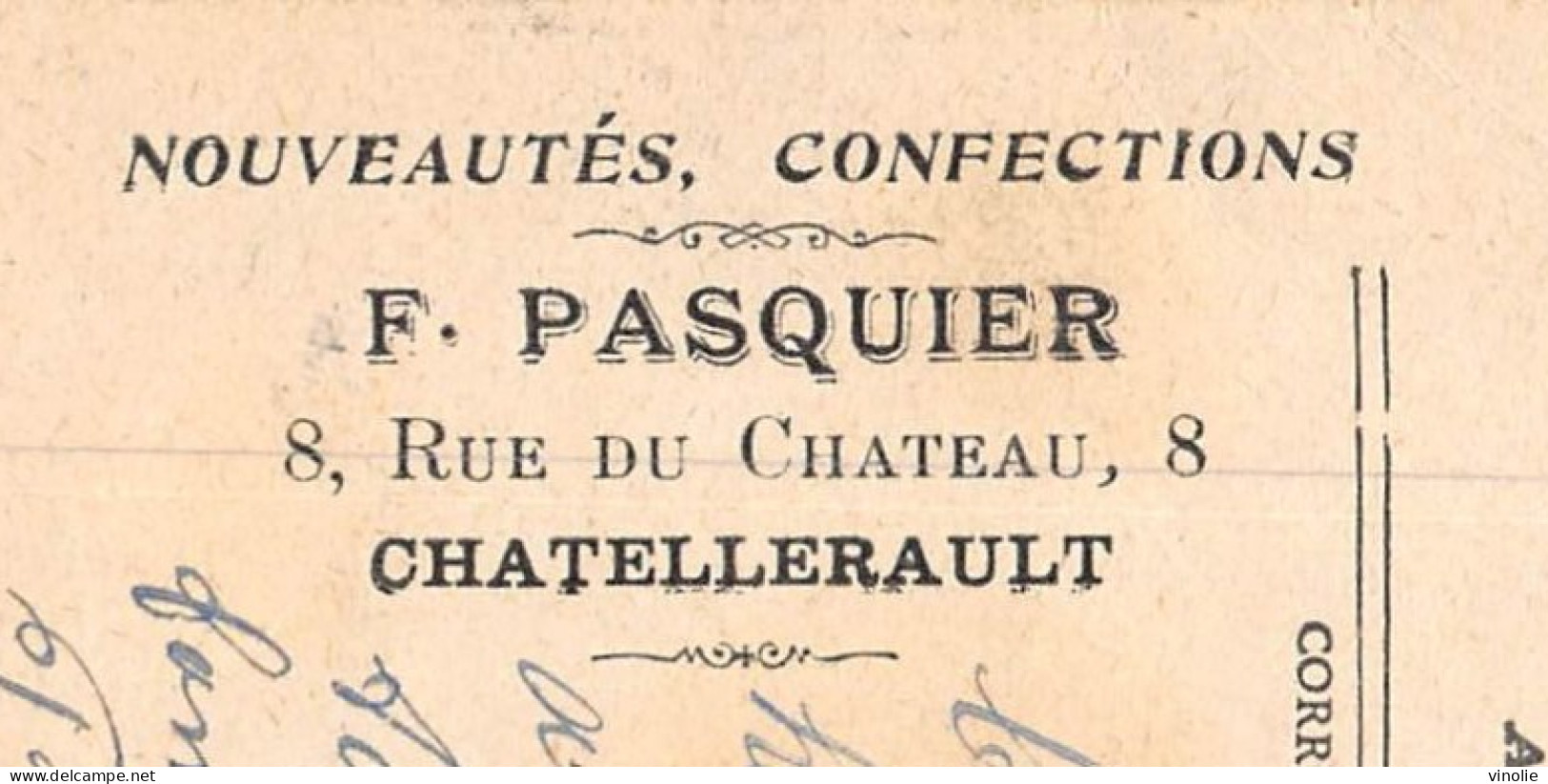 P-24-Mi-Is-2322 : CHATELLERAULT PUBLICITE  POUR LE MAGASIN F. PASQUIER RUE DU CHATEAU CHATELLERAULT. SOLDAT EN HIVER - Chatellerault