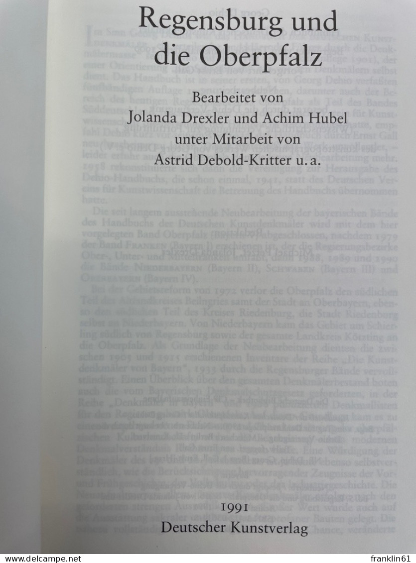 Handbuch Der Deutschen Kunstdenkmäler; Bayern. Band 5., Regensburg Und Die Oberpfalz - Architecture