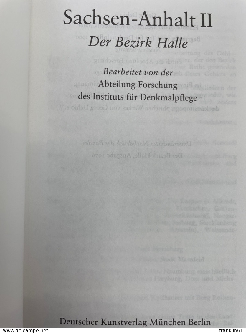 Handbuch Der Deutschen Kunstdenkmäler; Sachsen-Anhalt. - Architectuur