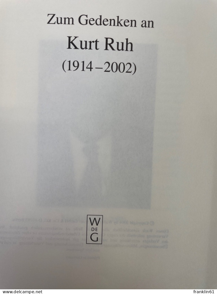 Zum Gedenken An Kurt Ruh (1914 - 2002) - Otros & Sin Clasificación