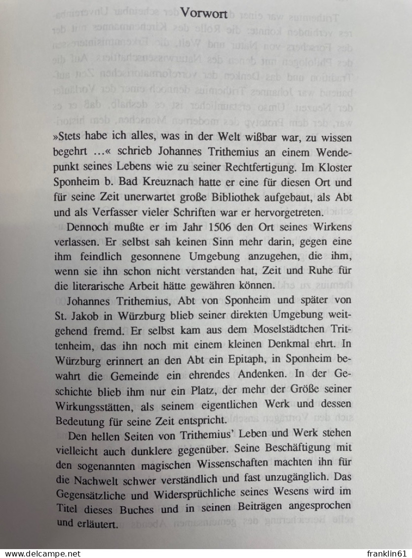 Johannes Trithemius : Humanismus Und Magie Im Vorreformatorischen Deutschland. - Sonstige & Ohne Zuordnung