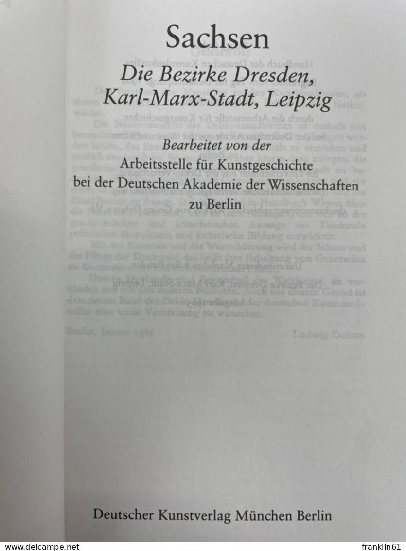 Handbuch Der Deutschen Kunstdenkmäler;  Sachsen : Die Bezirke Dresden, Karl-Marx-Stadt, Leipzig. - Architecture