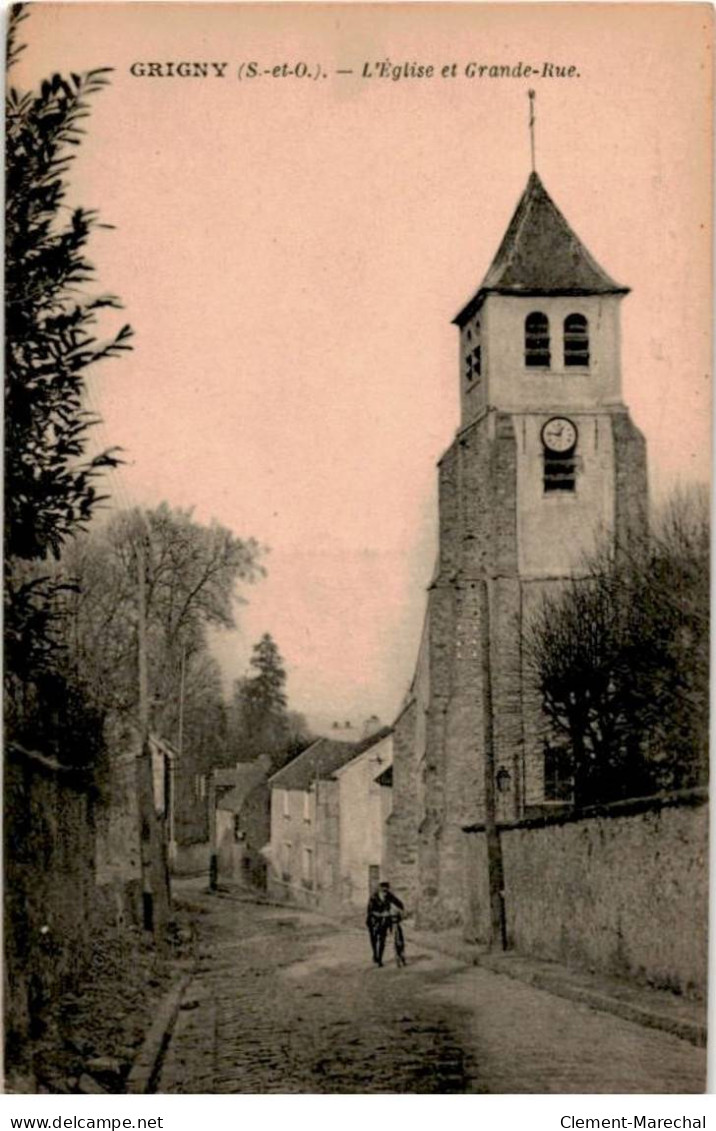 GRIGNY: L'église Et Grande-rue - Très Bon état - Grigny