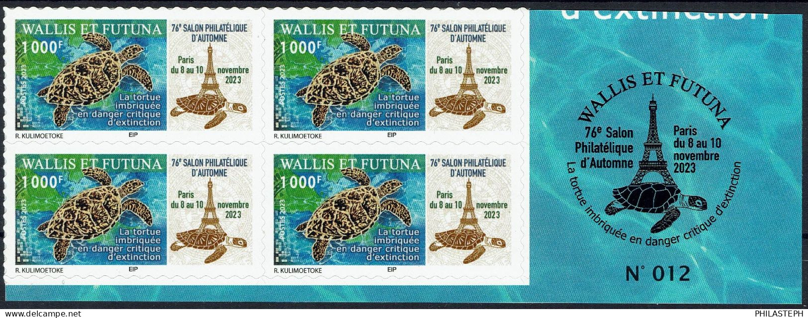 Wallis Et Futuna 2023 Bloc De 4 Coin De Feuille N° 012/100 - TIRAGE SPECIAL SALON AUTOMNE 2023 PARIS - Eiffel Tortue - Unused Stamps