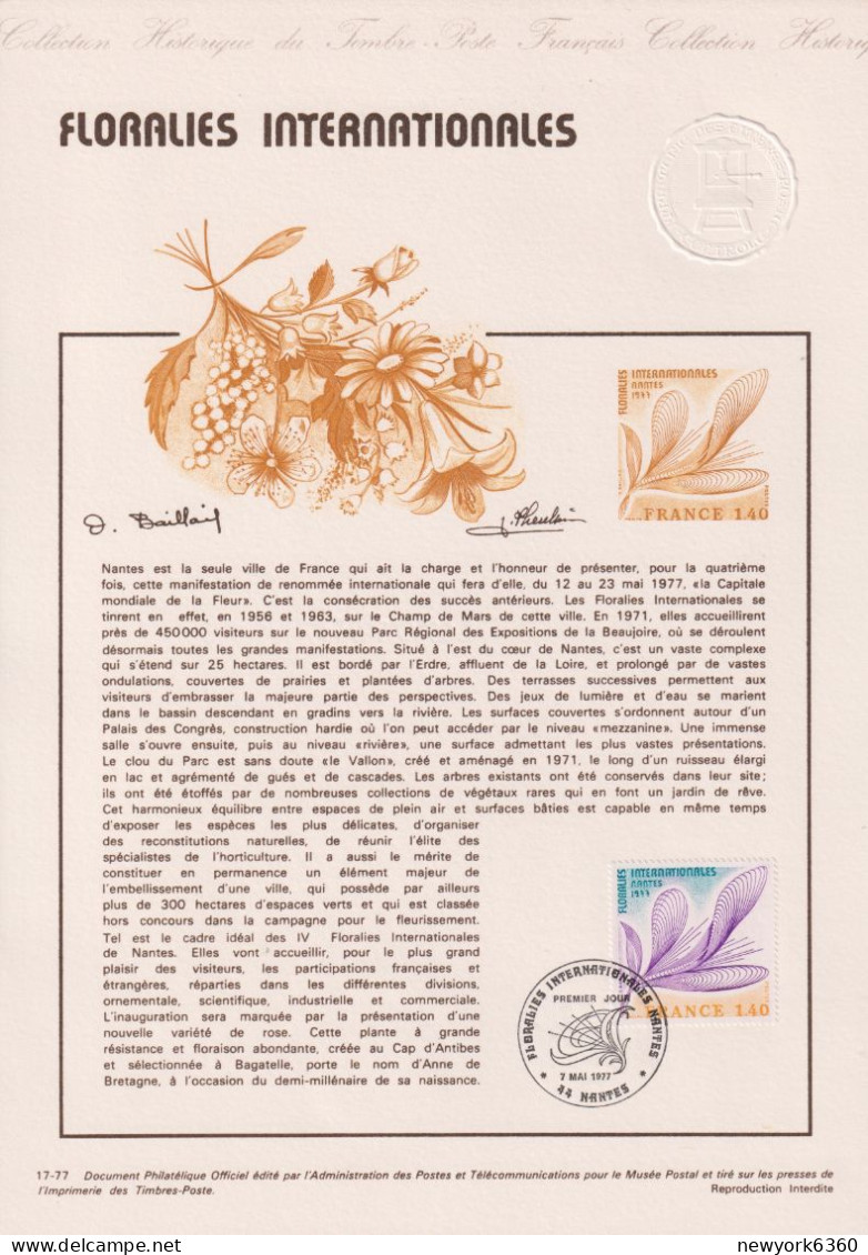 1977 FRANCE Document De La Poste Floralies De Nantes N° 1931 - Documents Of Postal Services