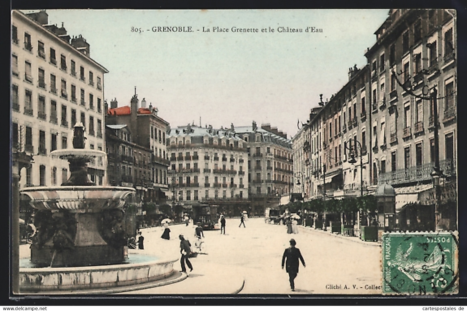 CPA Grenoble, La Place Grenette Et Le Château D`Eau  - Grenoble