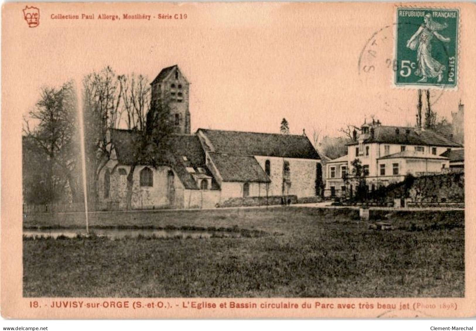 JUVISY-sur-ORGE: L'église Et Bassin Circulaire Du Parc - Bon état - Juvisy-sur-Orge