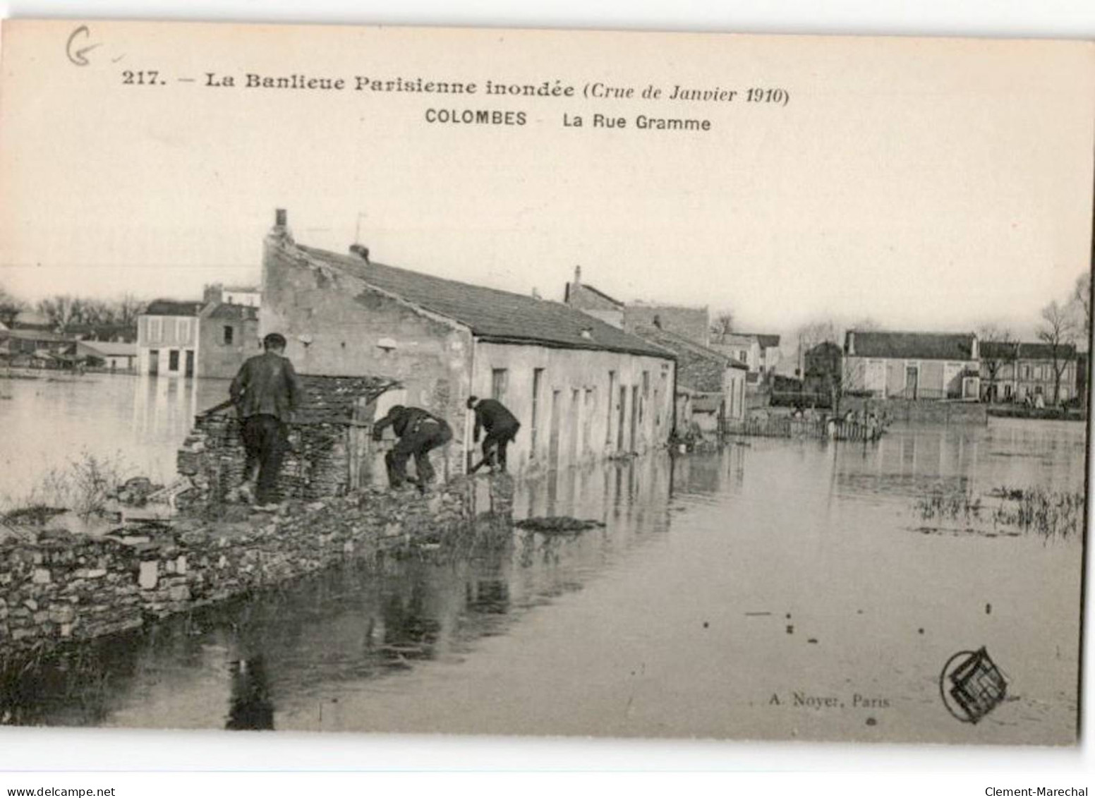 COLOMBES: La Banlieue Parisienne Inondée Crue De Janvier 1910 La Rue Gramme - Très Bon état - Colombes