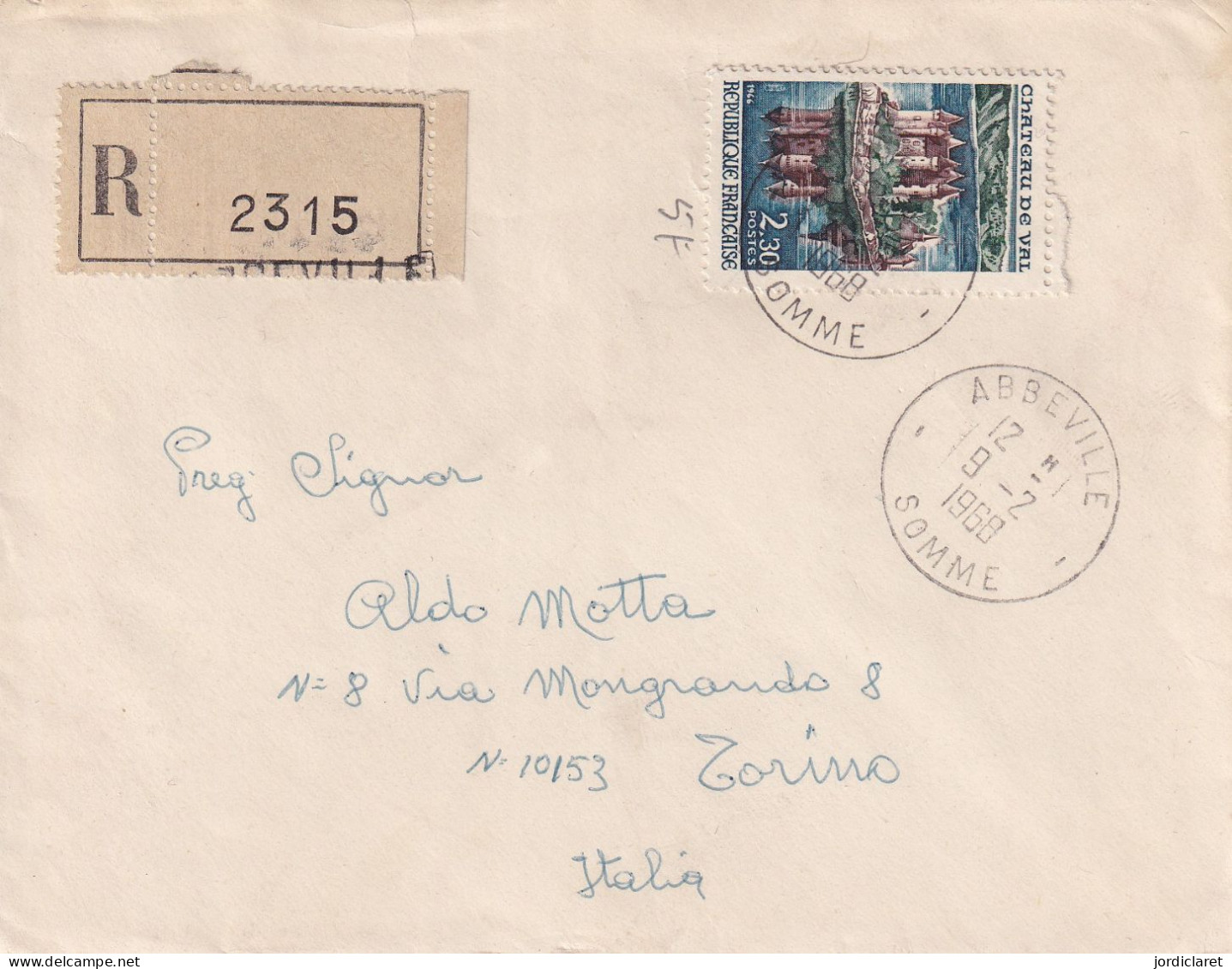 LETTRE  1968  RECOMANDEE  ABBEVILLE    SOMME - Briefe U. Dokumente