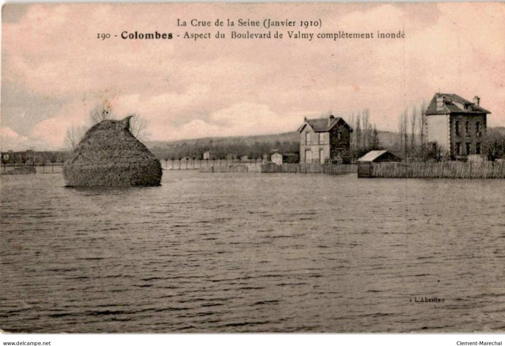 COLOMBES: La Crue De La Seine Janvier 1910 Aspect Du Boulevard De Valmy Complètement Inondé - Très Bon état - Colombes