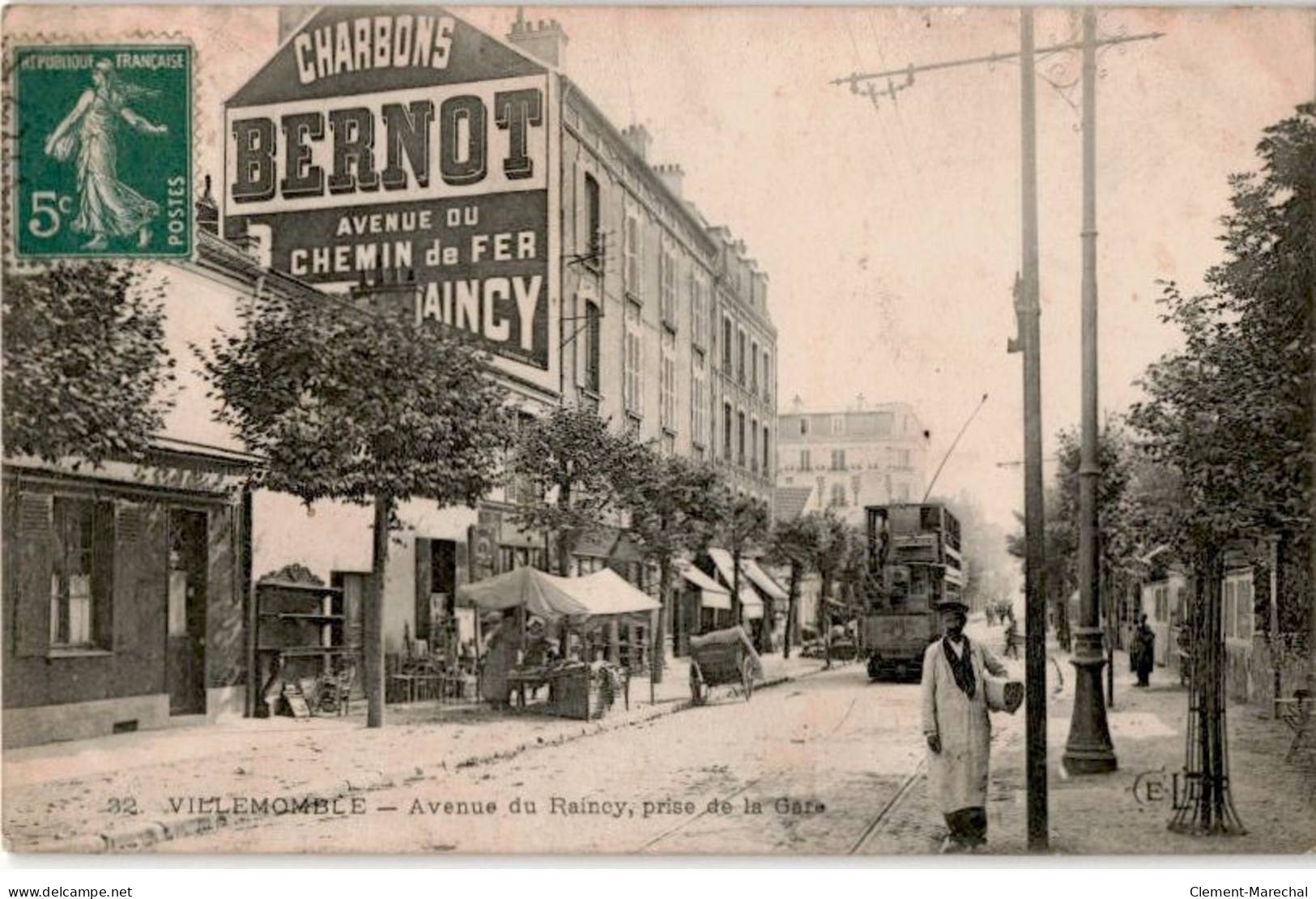 TRANSPORT: Chemin De Fer Et Tramway, Villemomble Avenue Du Raincy, Prise De La Gare, Charbons Bernot - Très Bon état - Tramways