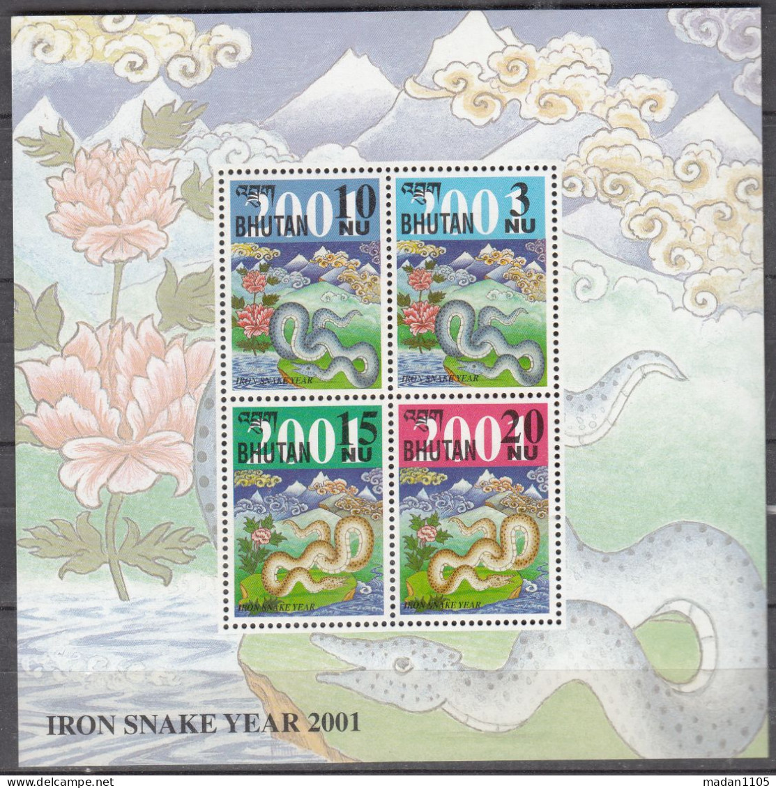 BHUTAN, 2001, Chinese Lunar New Year - Year Of The Snake,  MS, MNH, (**) - Bhutan