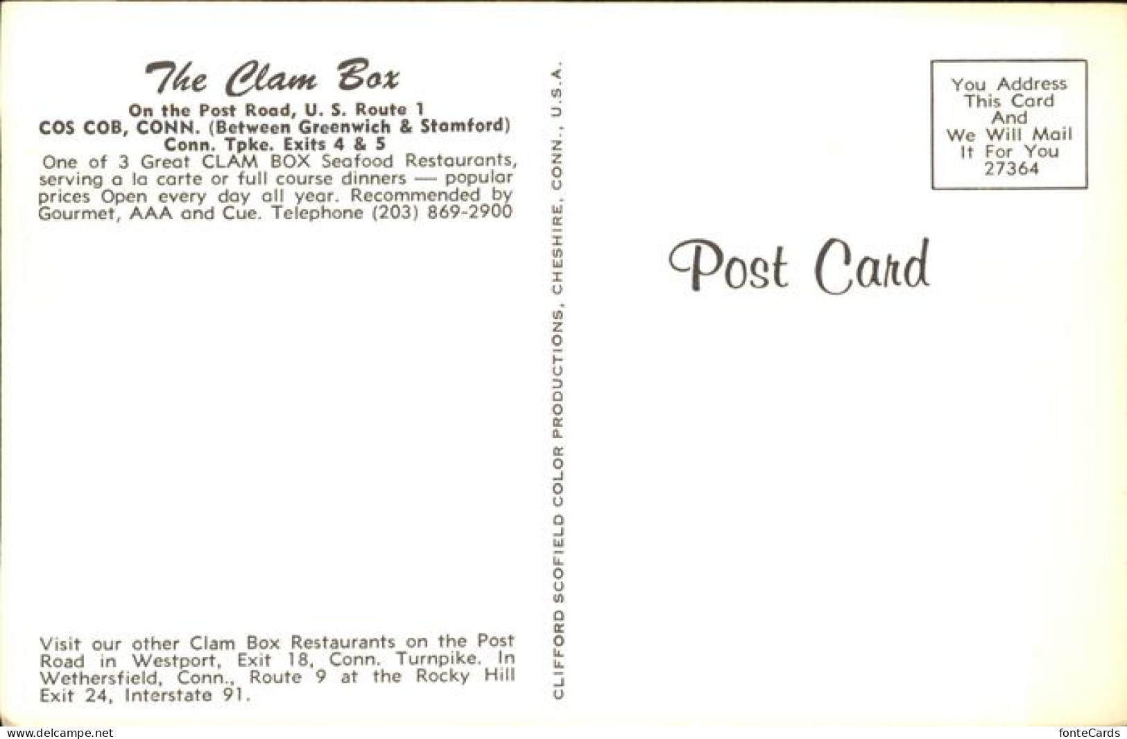 11109053 Wethersfield The Clam Box - Autres & Non Classés