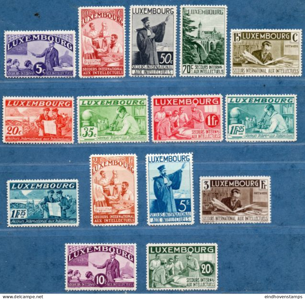 Luxemburg 1935 International Aid Emigrated Scientists 15 Values MH - Unused Stamps