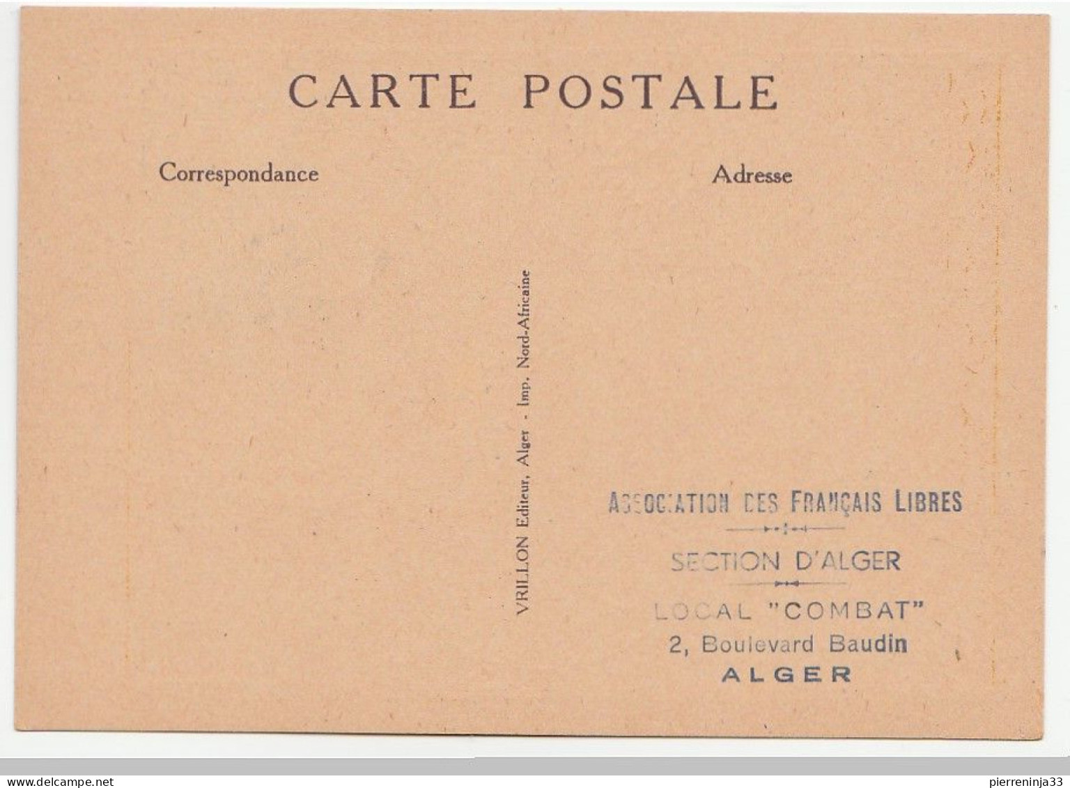 Carte Exposition De La France Libre, Alger, 1947, Avec Timbre Résistance Surchargé - Briefe U. Dokumente