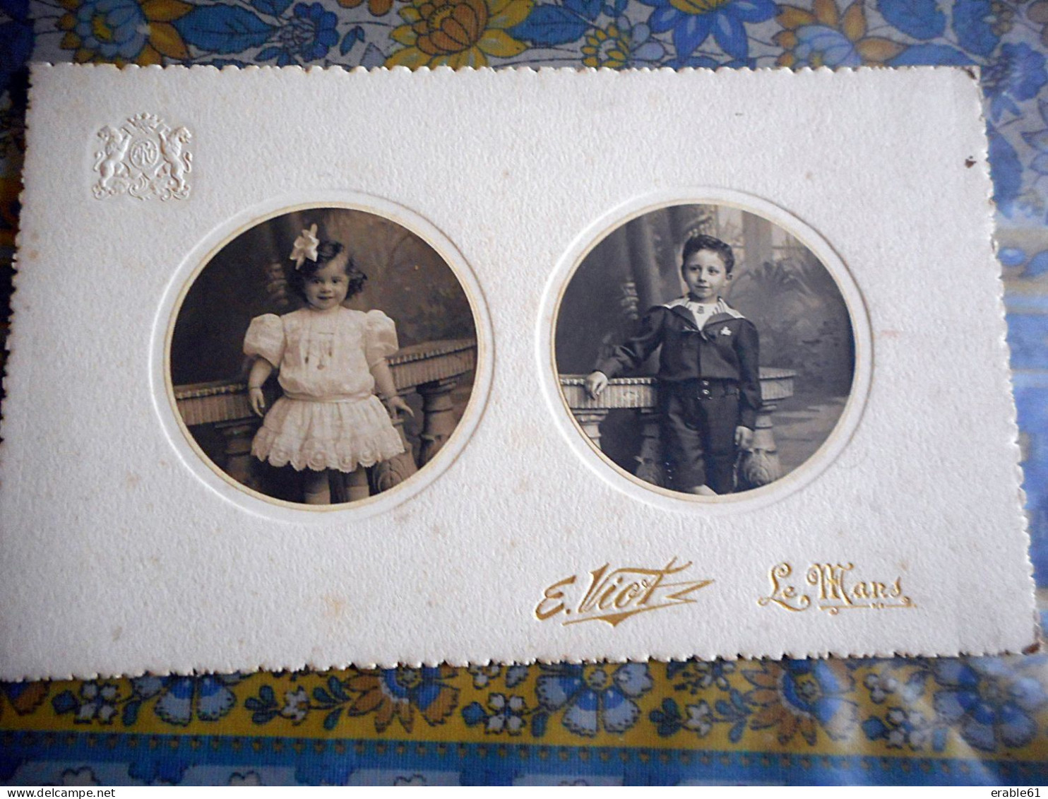 PHOTO  D ART FRERE ET SOEUR PETIT MARIN ROBE MODE Photo E VIOT LE MANS SARTHE - Anciennes (Av. 1900)